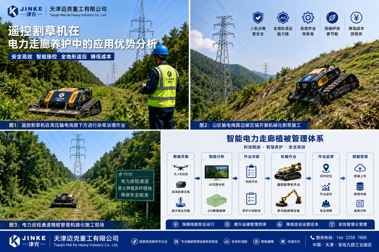 "天津迈克重工有限公司津克遥控割草机电力走廊植被管理方案