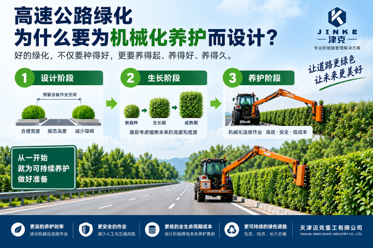 高速公路绿化机械化养护设计与绿篱修剪机连续作业示意图